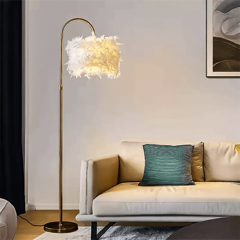 Veren Vloerlamp – Elegante Staande Lamp met Decoratieve Veren