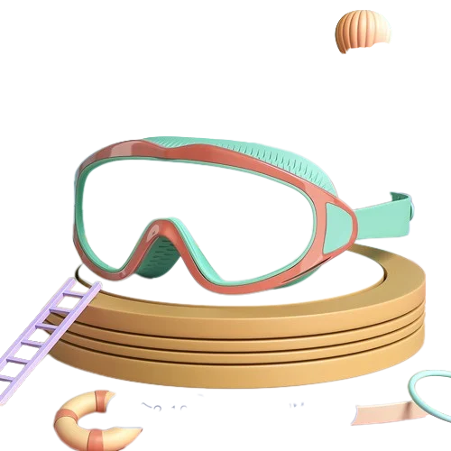 HD-Zwembril voor kinderen met grote rand, waterdicht en anti-fog