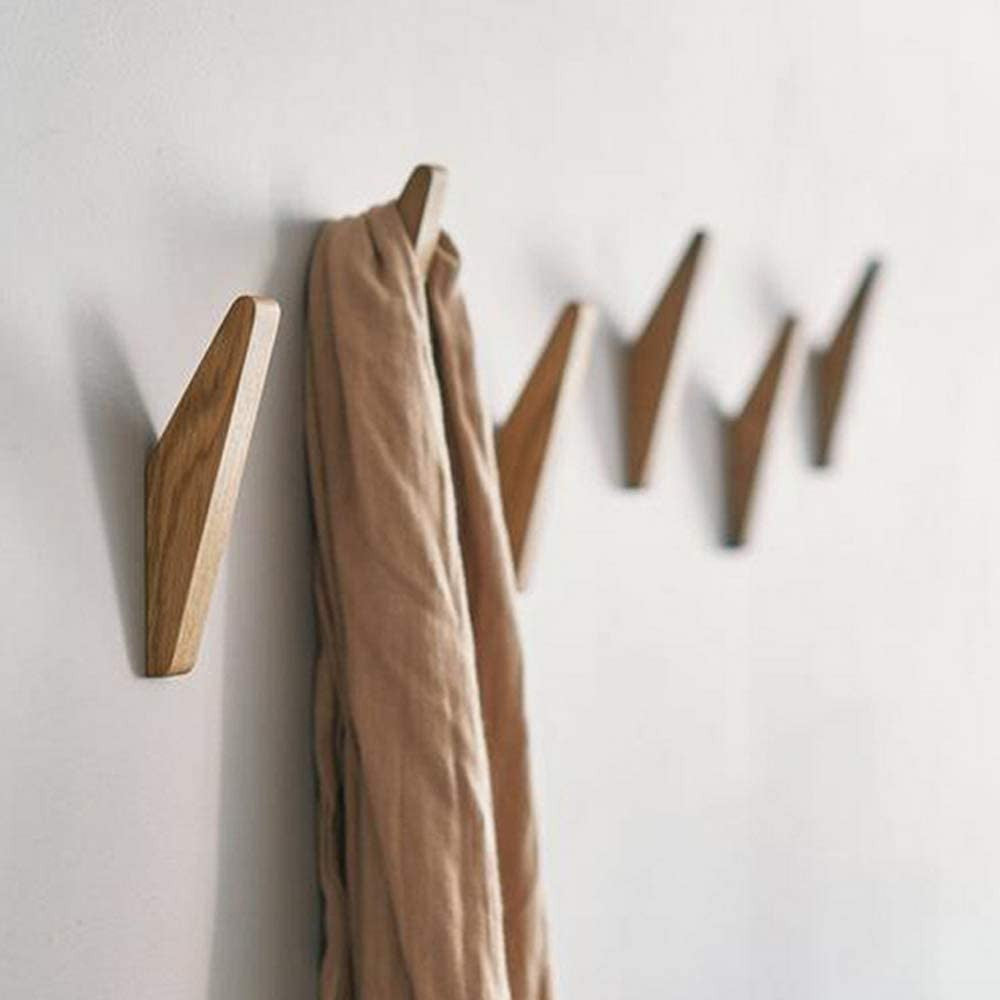 Houten Wandhaken Set Nordhaak – 6 Minimalistische Kapstokhaken van Massief Hout
