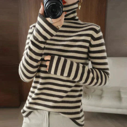 HARPER | GESTREEPT ROLLENKRAAGPULLOVER