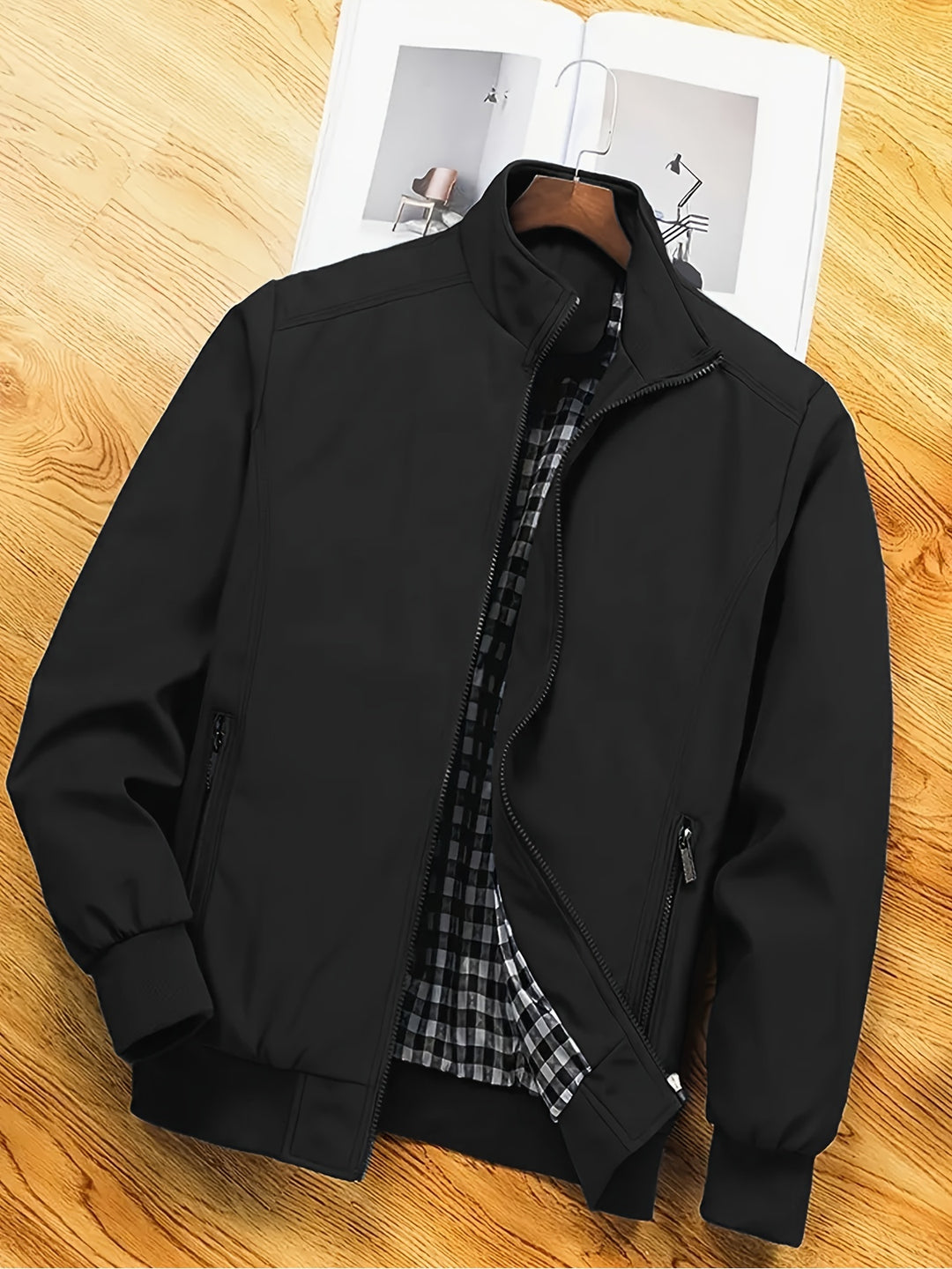 Heren Polyester Jas | Staande Kraag & Ritssluiting | Casual & Werk | Lente & Herfst