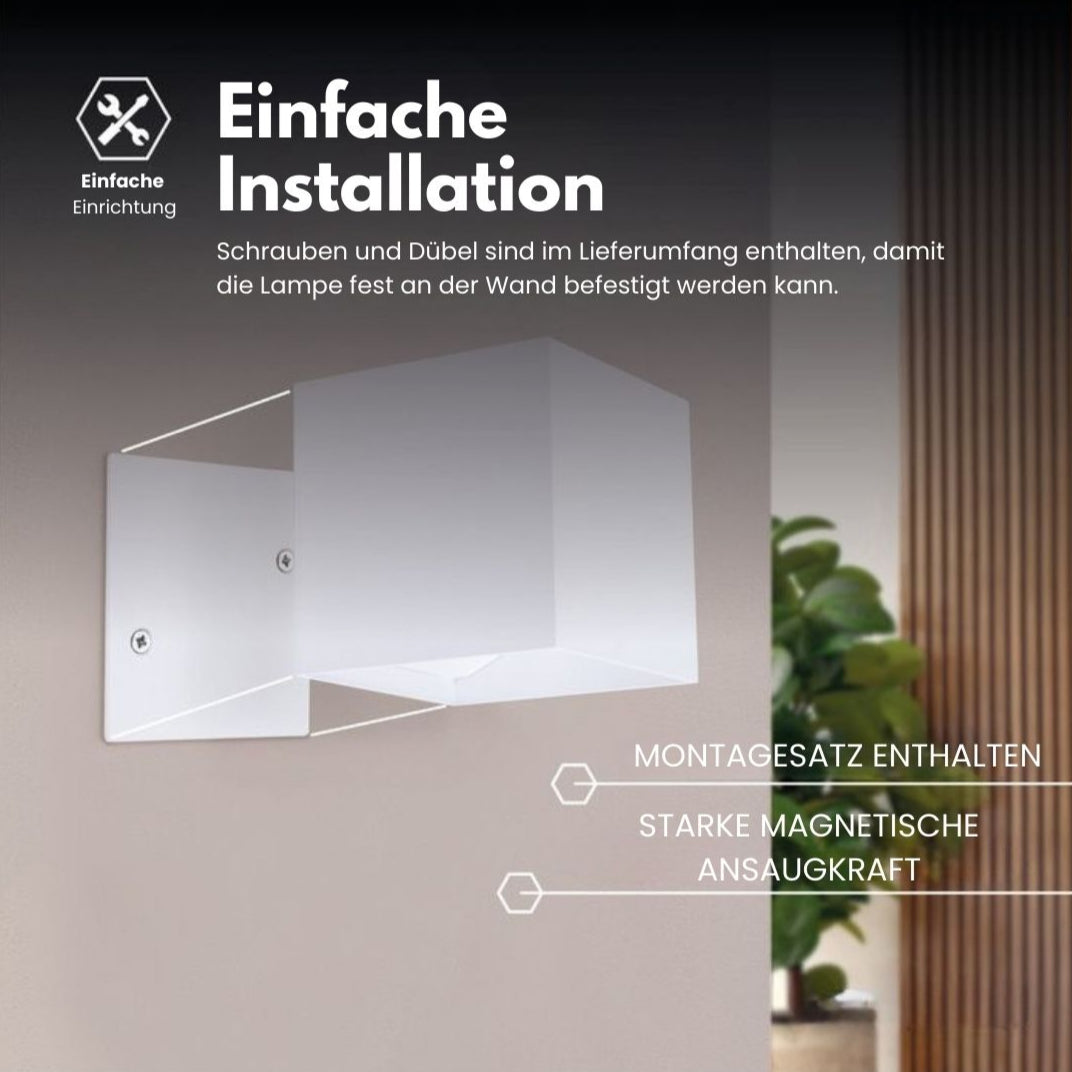 Draadloze wandlamp voor binnen en buiten | LED wandlamp met accu en sensor in zwart en wit