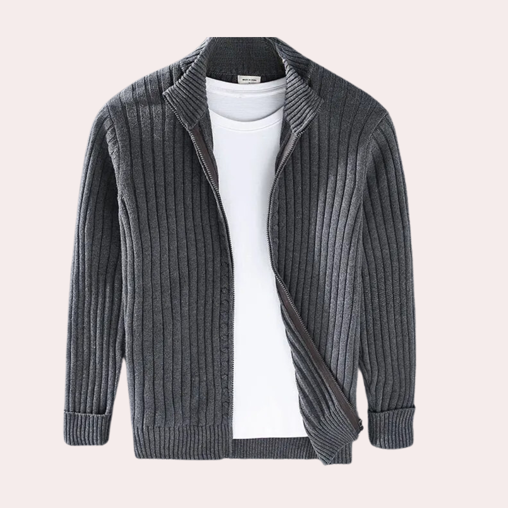 Moderne gebreide lente cardigan met rits voor mannen