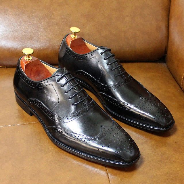 Handgemaakte Heren Oxford Schoenen Leer Brogue Dress Klassieke Zakelijke Formele Schoenen