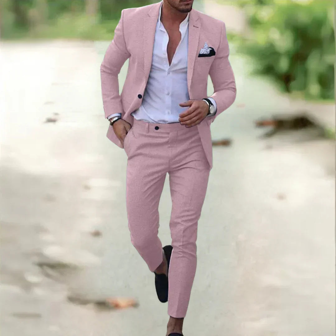 Lichte Heren Linnen Pak – 2-delig, Slim Fit, ideaal voor de zomer, bruiloft & zaken