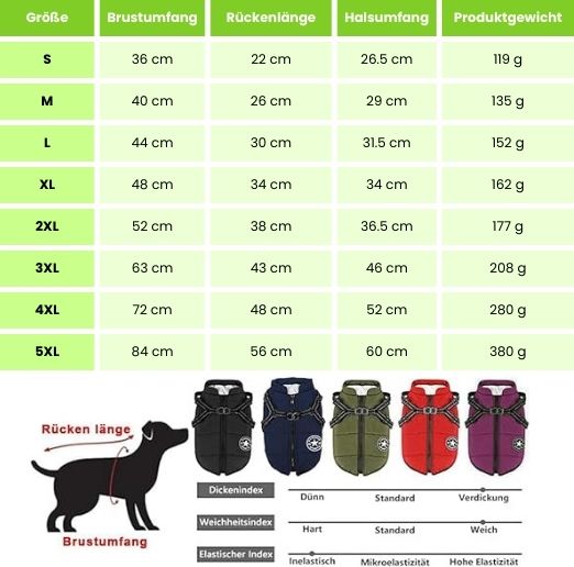 Hondenmantel voor de winter | Winterjas voor honden | Hondenjack met harnas | VachtMantel