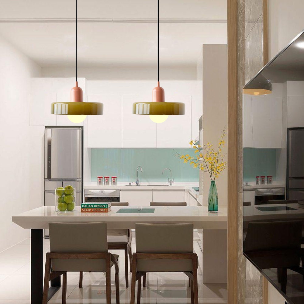 Bauhaus Hanglamp in Gekleurd Glas
