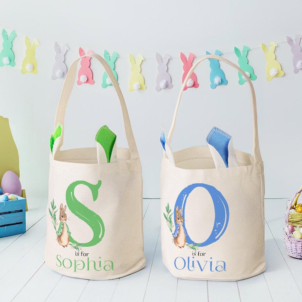 BunnyLuxe paasmand| Schattige gepersonaliseerde paasei jachtmand