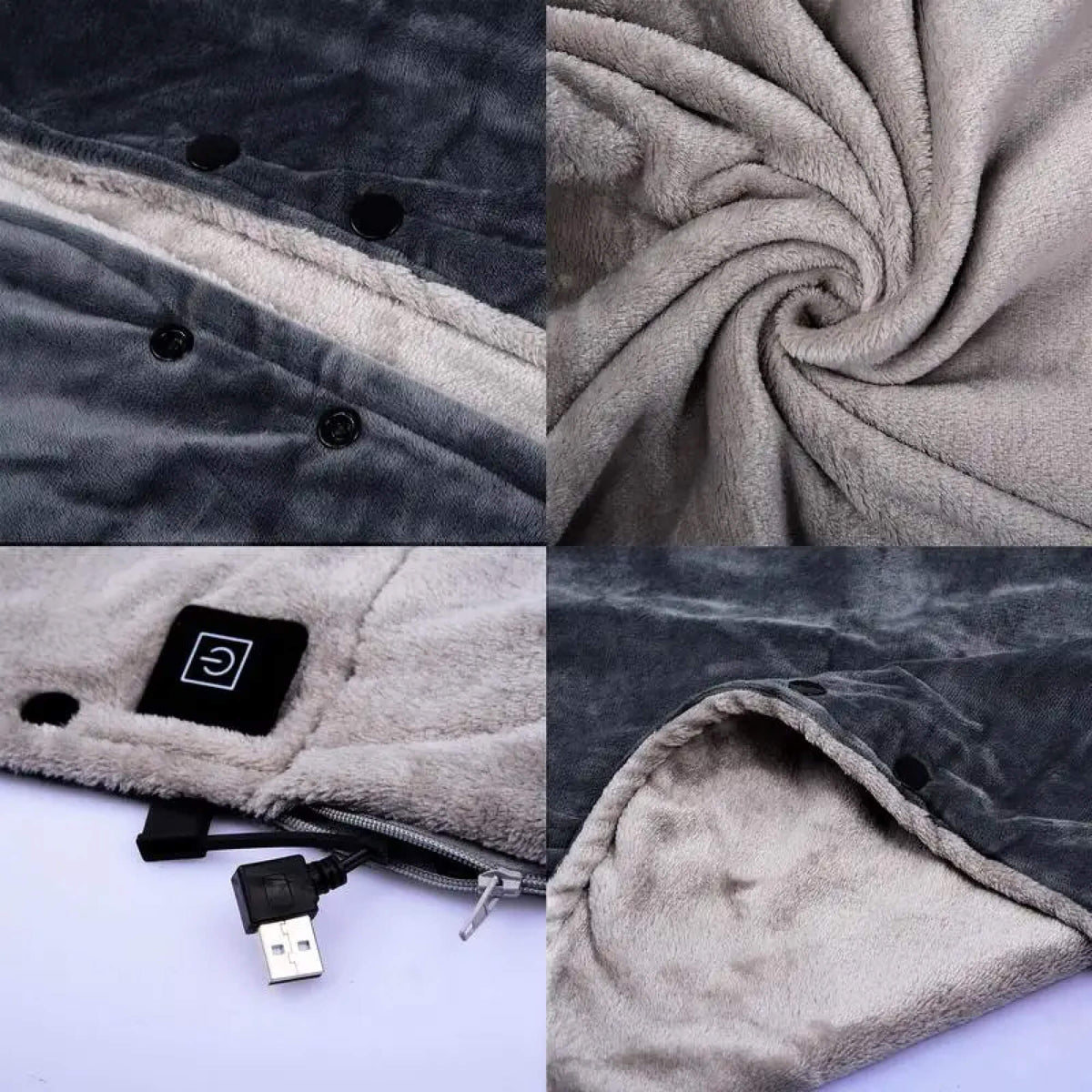 Elektrische Deken met Fleece – Verwarmde Draagbare Deken en Poncho