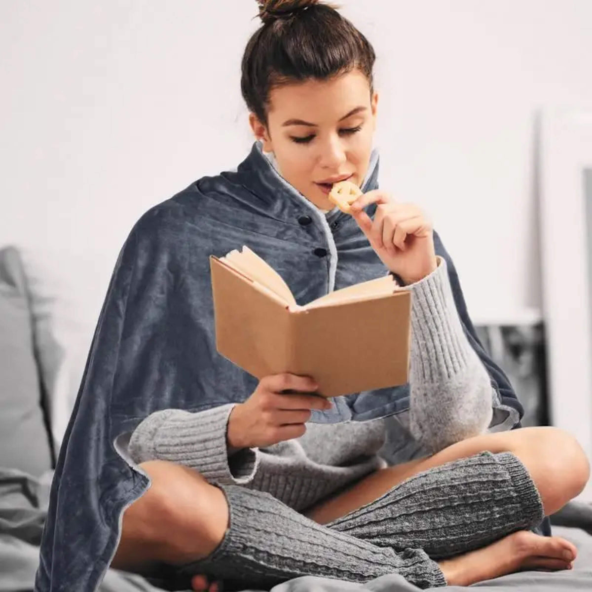 Elektrische Deken met Fleece – Verwarmde Draagbare Deken en Poncho