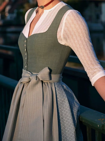 Groene Hart-Uitsnede Rits Voorkant Dirndl
