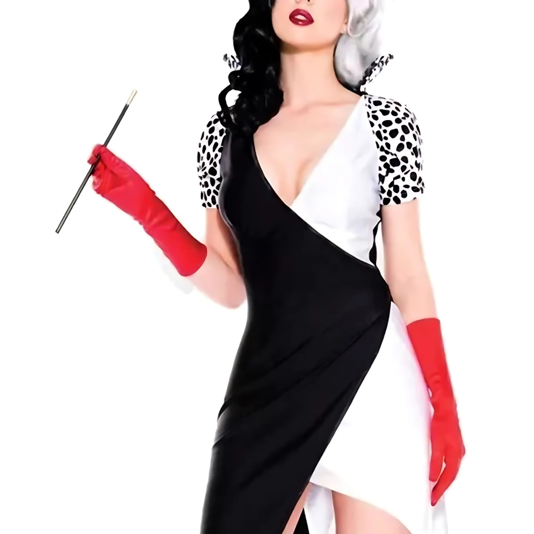 Vrouwen Glamoureuze Schurken Halloween Film Kostuum Jurk | Puff Mouwen Asymmetrisch