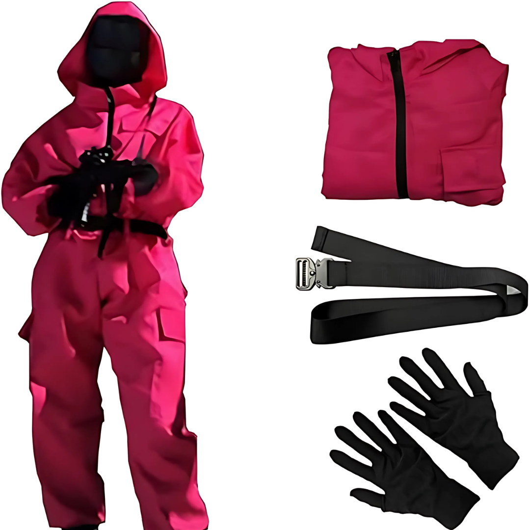 Unisex Langsleeve Halloween Kostuum Jumpsuit | Kap met Rits Voorkant