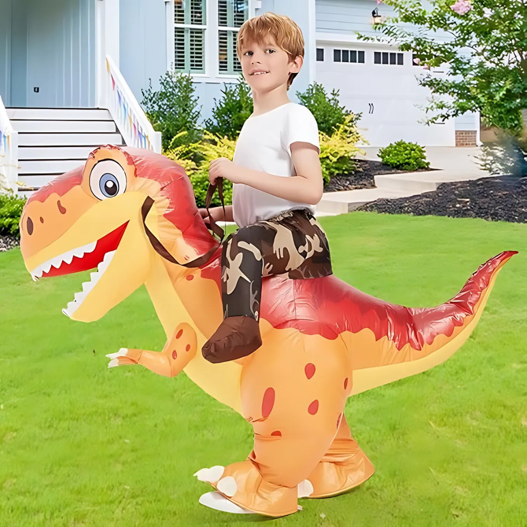 Kinderen Opblaasbare Halloween Dinosauruskostuum | Rijd-Op T-Rex met Ventilator