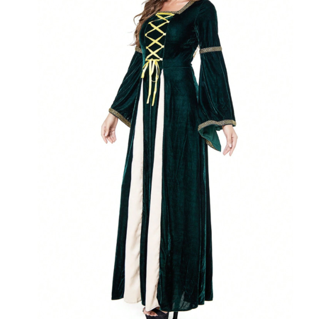 Dames Middeleeuwse Halloween Kostuum Jurk | Lange Mouwen Maxi