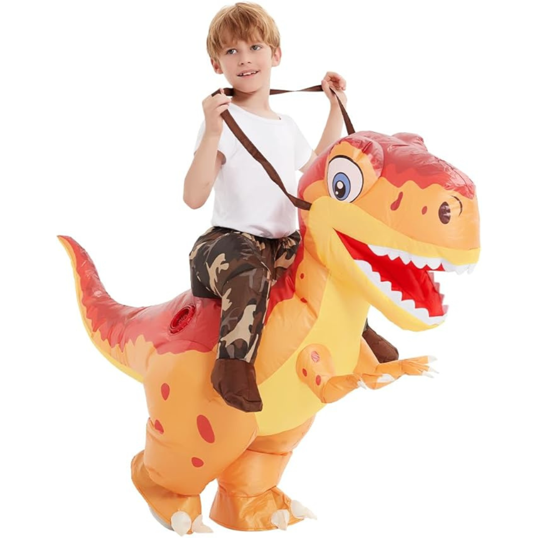 Kinderen Opblaasbare Halloween Dinosauruskostuum | Rijd-Op T-Rex met Ventilator