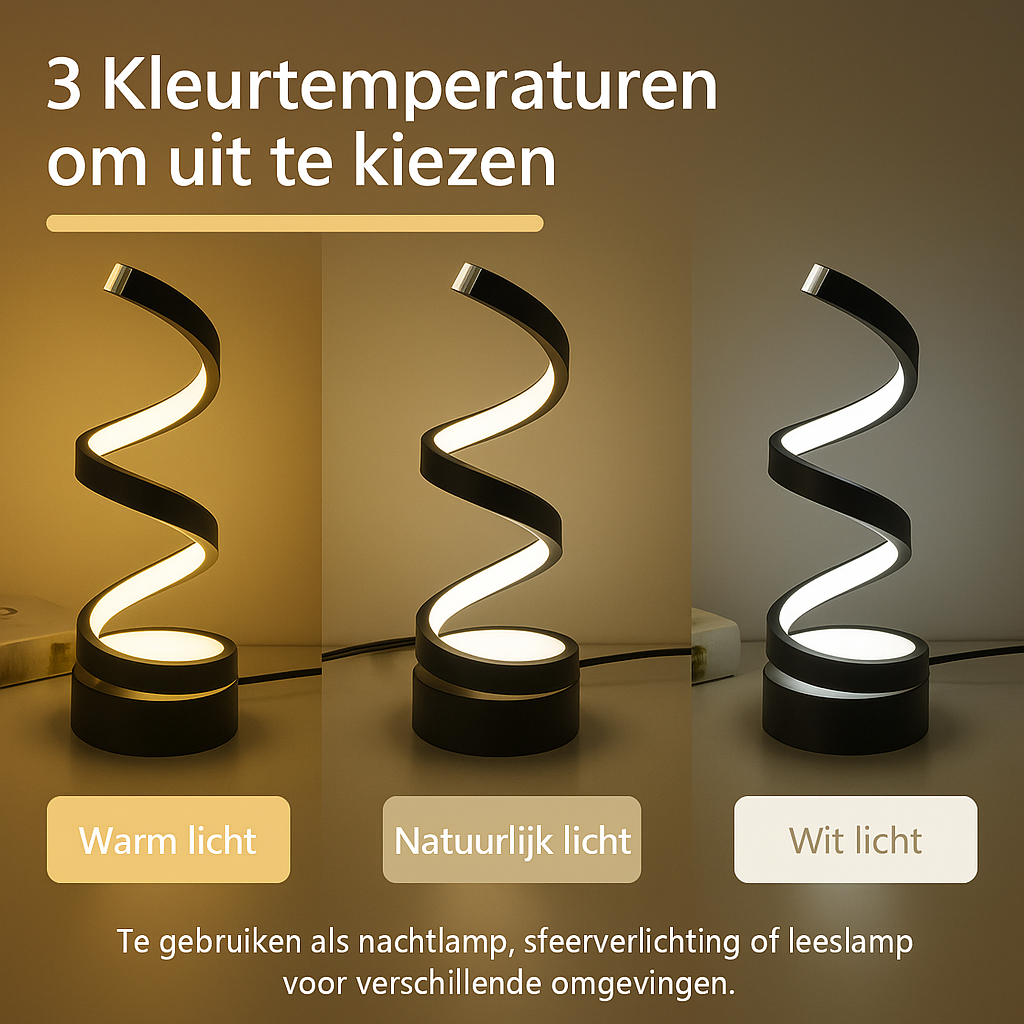 SPIRALUX – Modern Design Spiraal LED Tafellamp (Dimbaar)