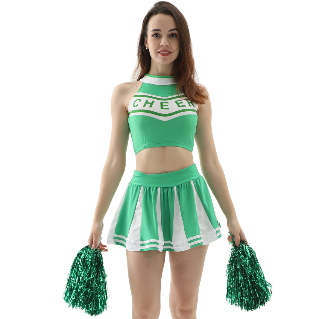 Dames Twee Delige Cheerleader Kostuum Set | Crop Top Mini