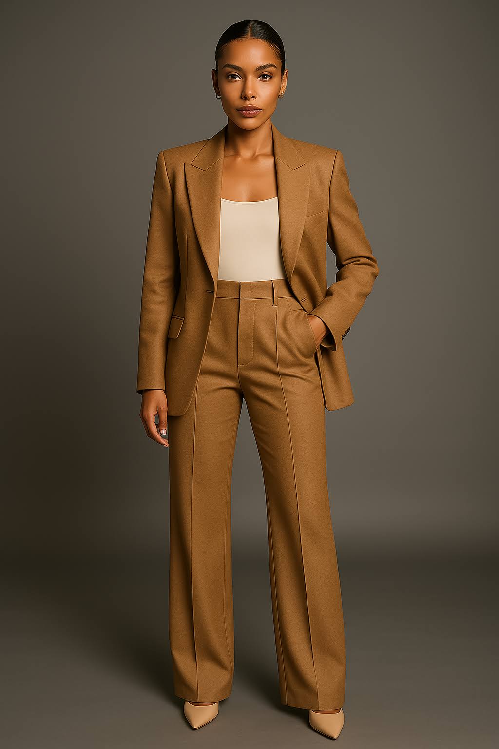 Elegante Tweedelige Dames Set – Blazer met Broek van Luchtige Stof