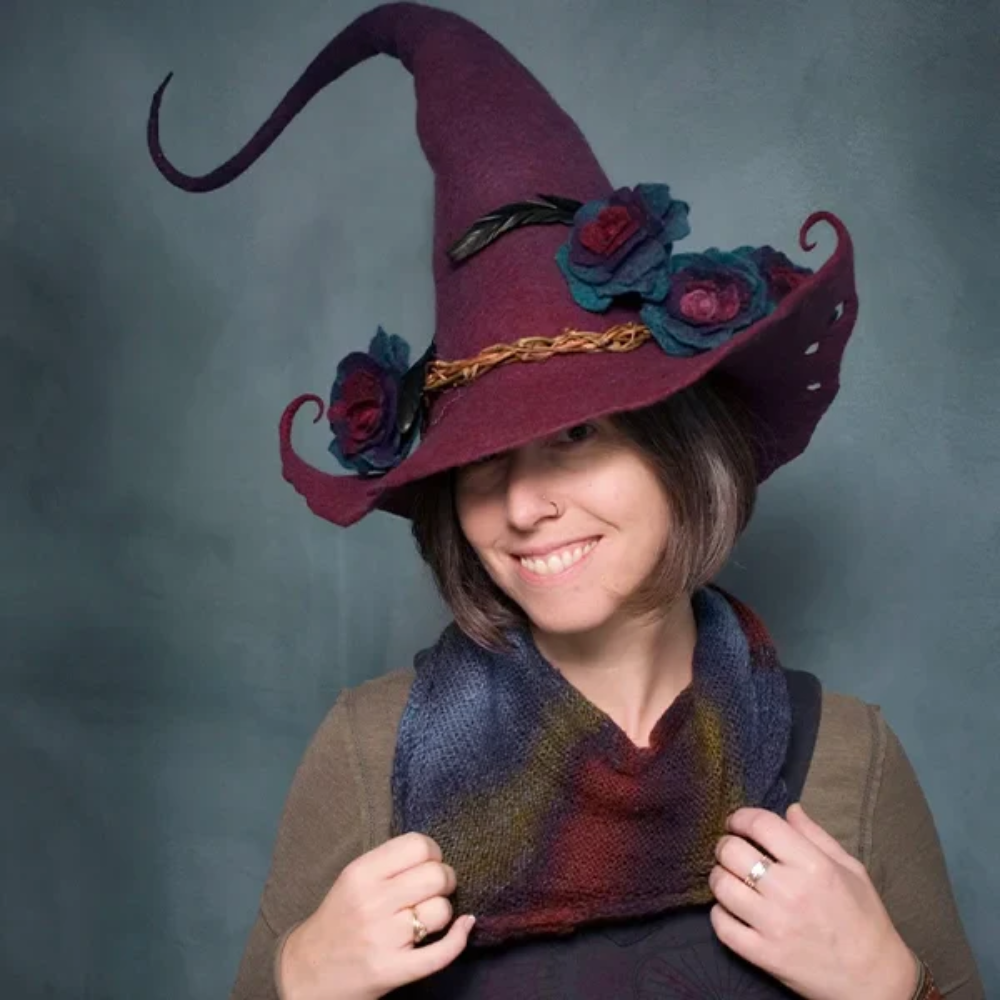 Handgemaakte Halloween Heksenhoed van Merino Wol Vilt
