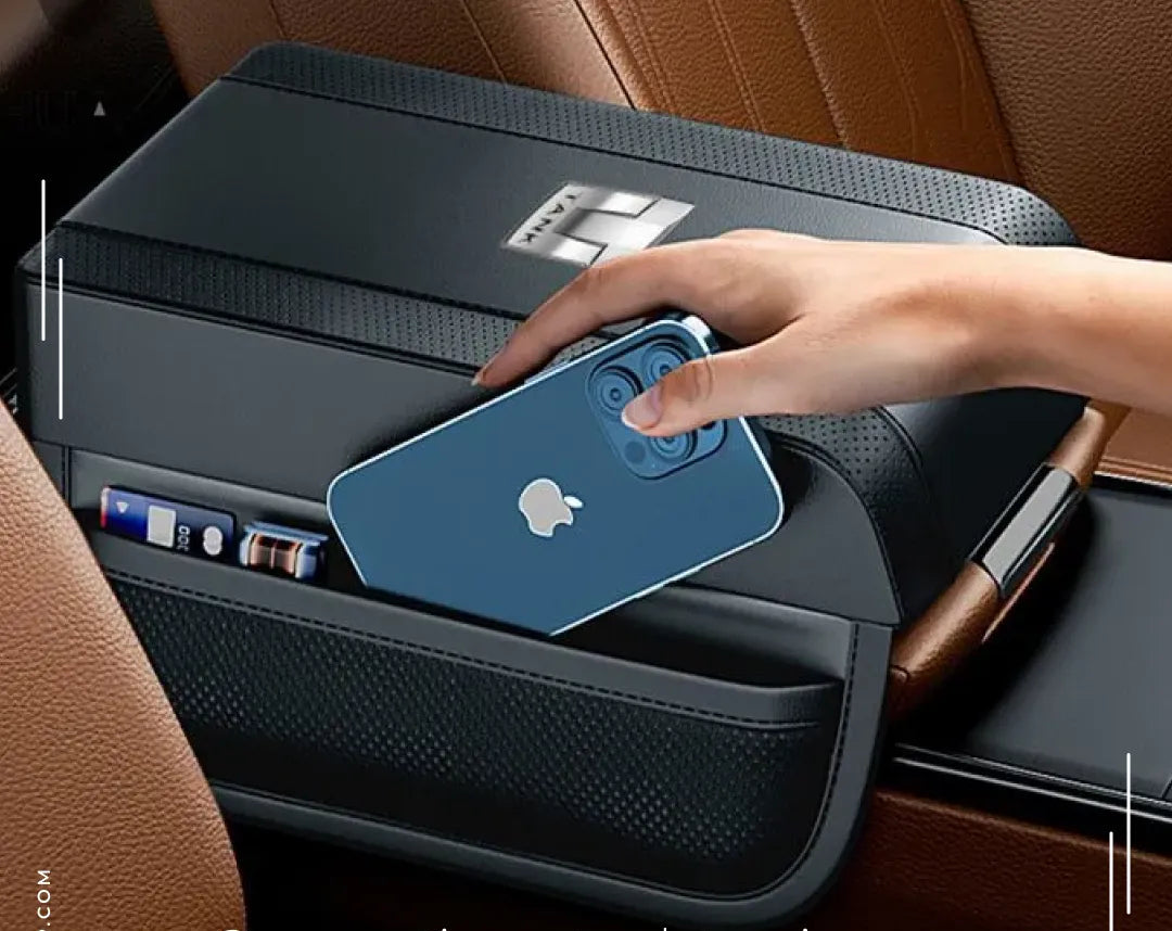 LuxAuto Elegance Leren Armsteun | Luxe armsteun met aanpasbare opbergfunctie voor uw auto