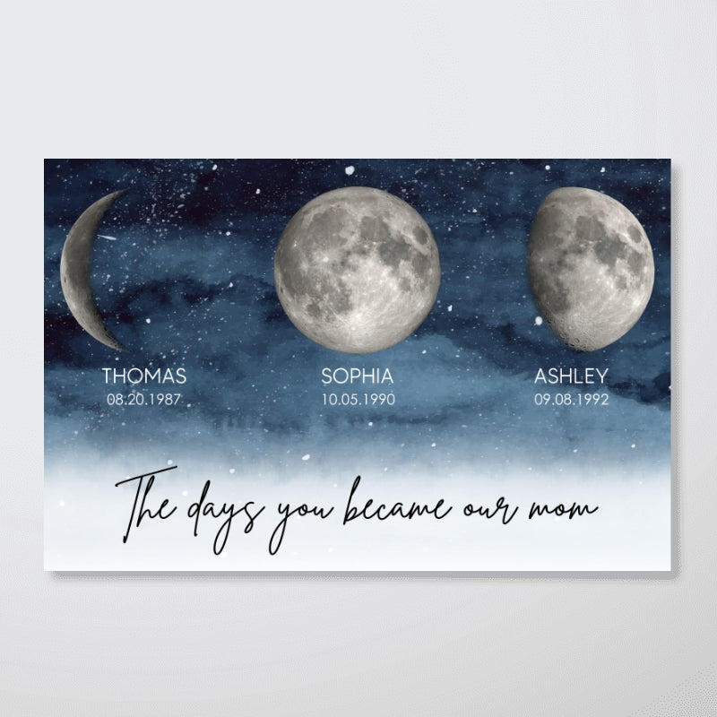 LuxeCelestial Maanfase Poster | Een hartverwarmend aandenken voor elke speciale dag van mama