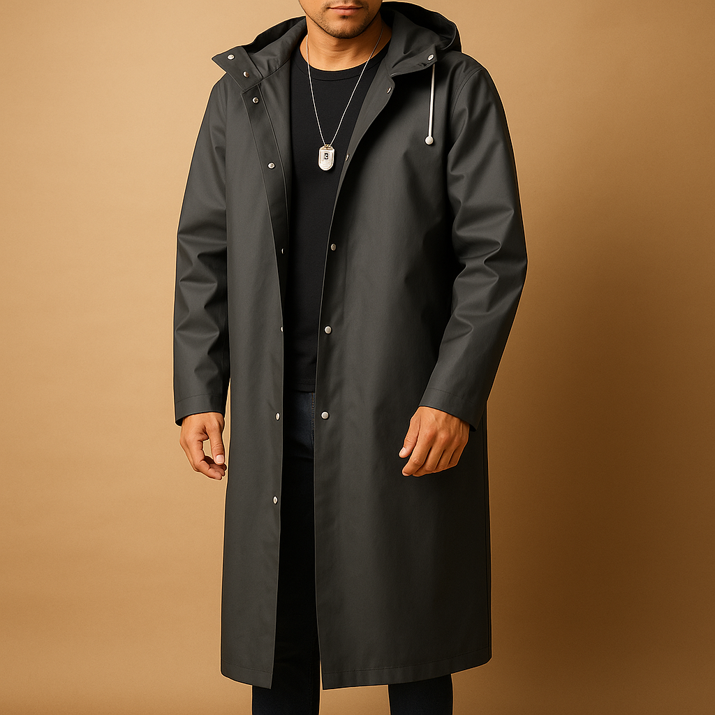 RegenShield Lange Regenjack – Waterdichte EVA-Jack voor Heren met Comfortabele Pasvorm