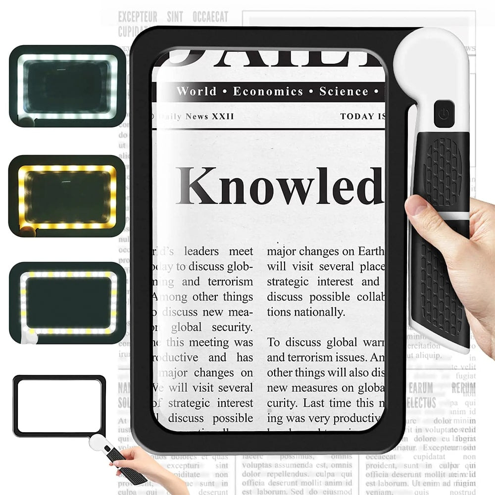 Volledige Handheld Vergrootglas – 5X Vergroting, LED verlicht vergrootglas met 3 modi, ideaal voor het lezen van boeken en voor senioren