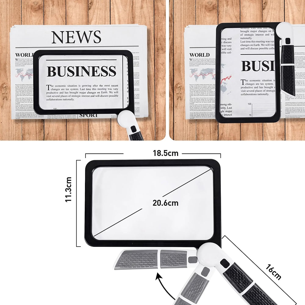 Volledige Handheld Vergrootglas – 5X Vergroting, LED verlicht vergrootglas met 3 modi, ideaal voor het lezen van boeken en voor senioren