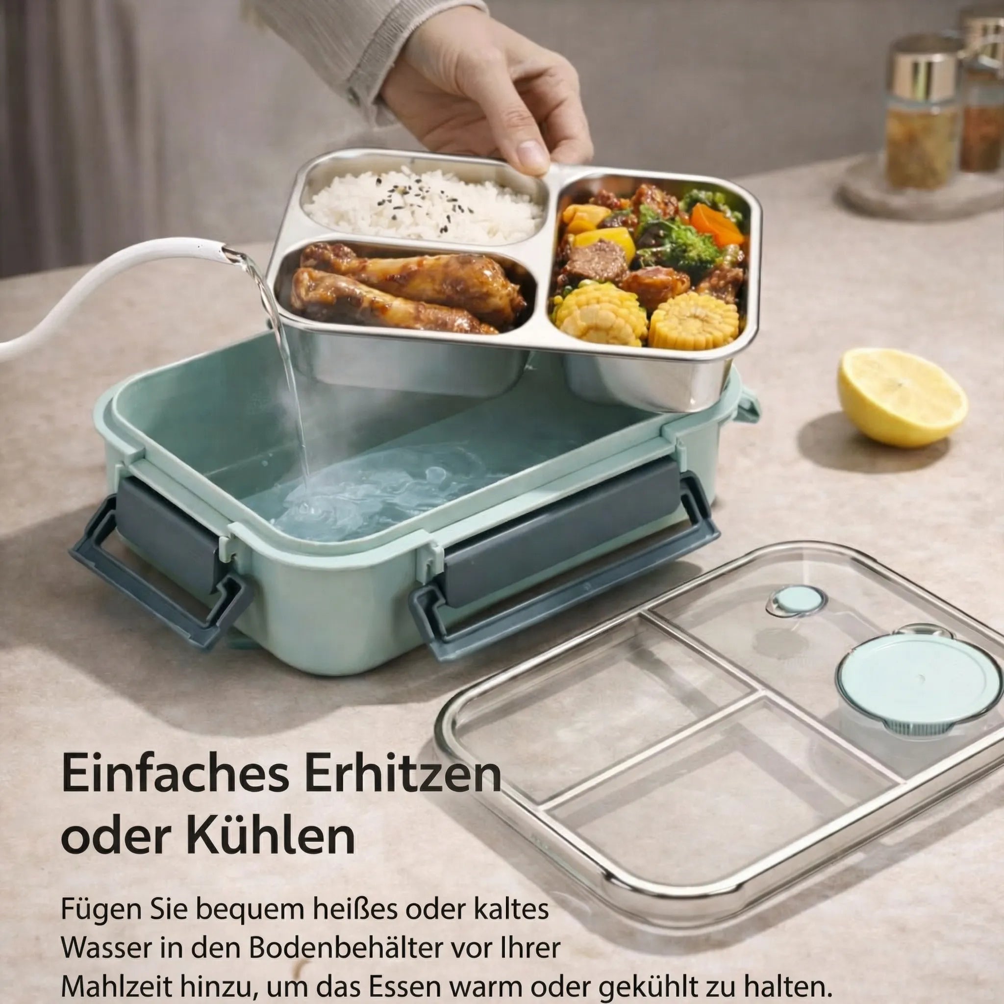 Lunchdoos | Thermobehälter voor Eten | Brooddoos met Vakken van RVS | Warmtecontainer | Esskraft