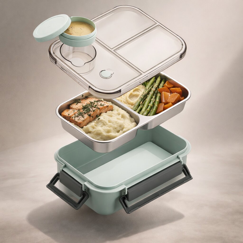 Lunchdoos | Thermobehälter voor Eten | Brooddoos met Vakken van RVS | Warmtecontainer | Esskraft