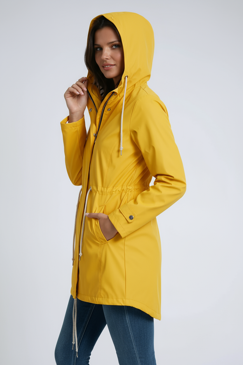 Dames Parka met Capuchon en Trekkoord – Stijlvolle Jas met Verstelbare Taille