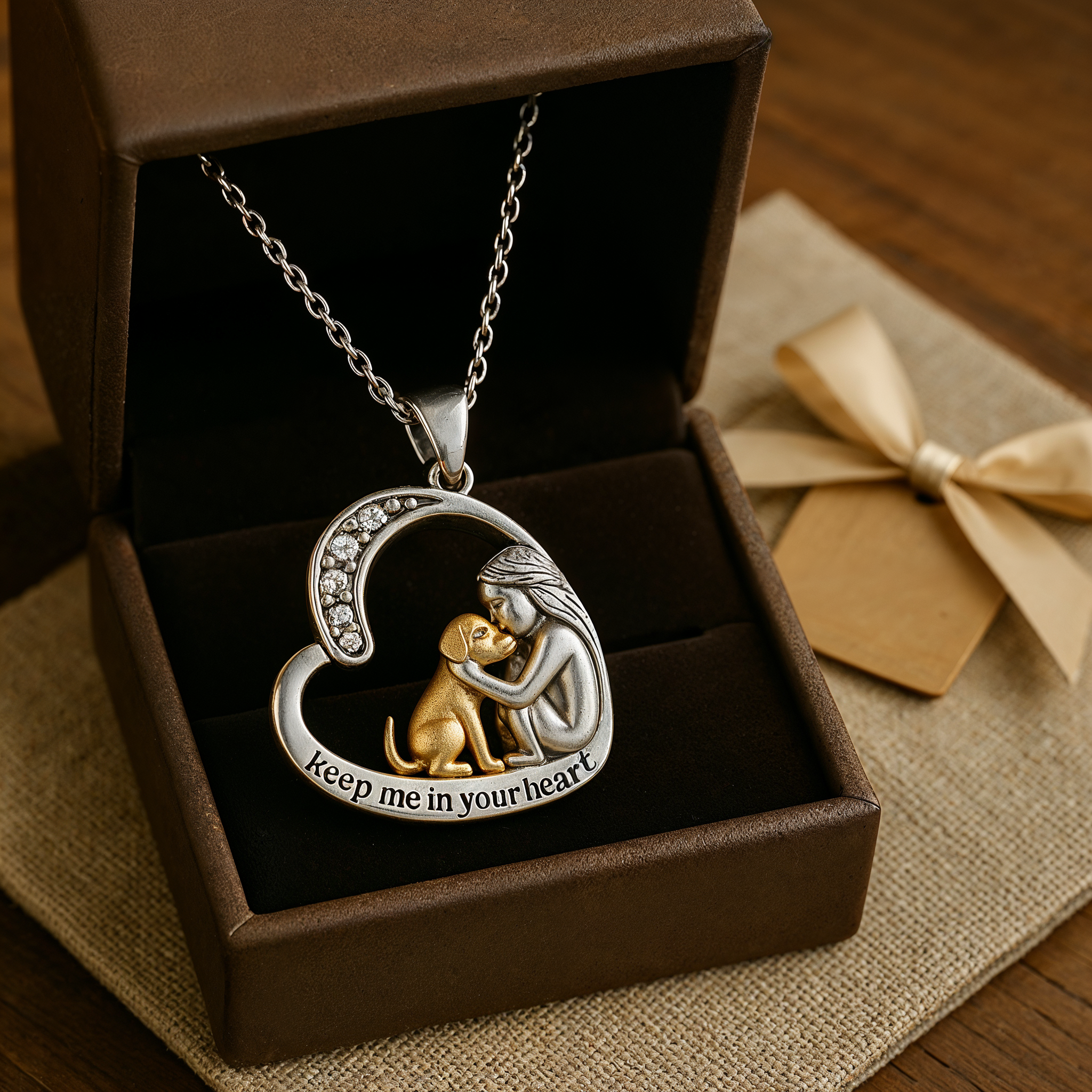 SilverHeart | Zilveren Ketting met Hart Hond en Zirkonia Steen