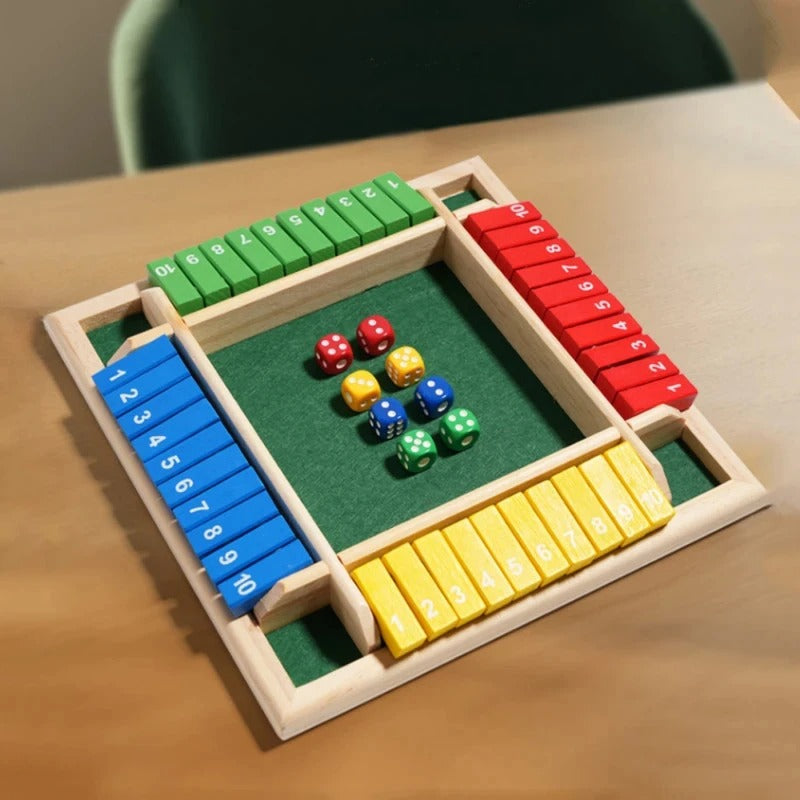 ShutTheBox Familie Klapspel 4 Spelers Set