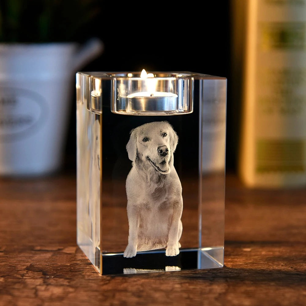 Persoonlijke 2D 3D Kristal Kaarsenhouder met Lasergravure