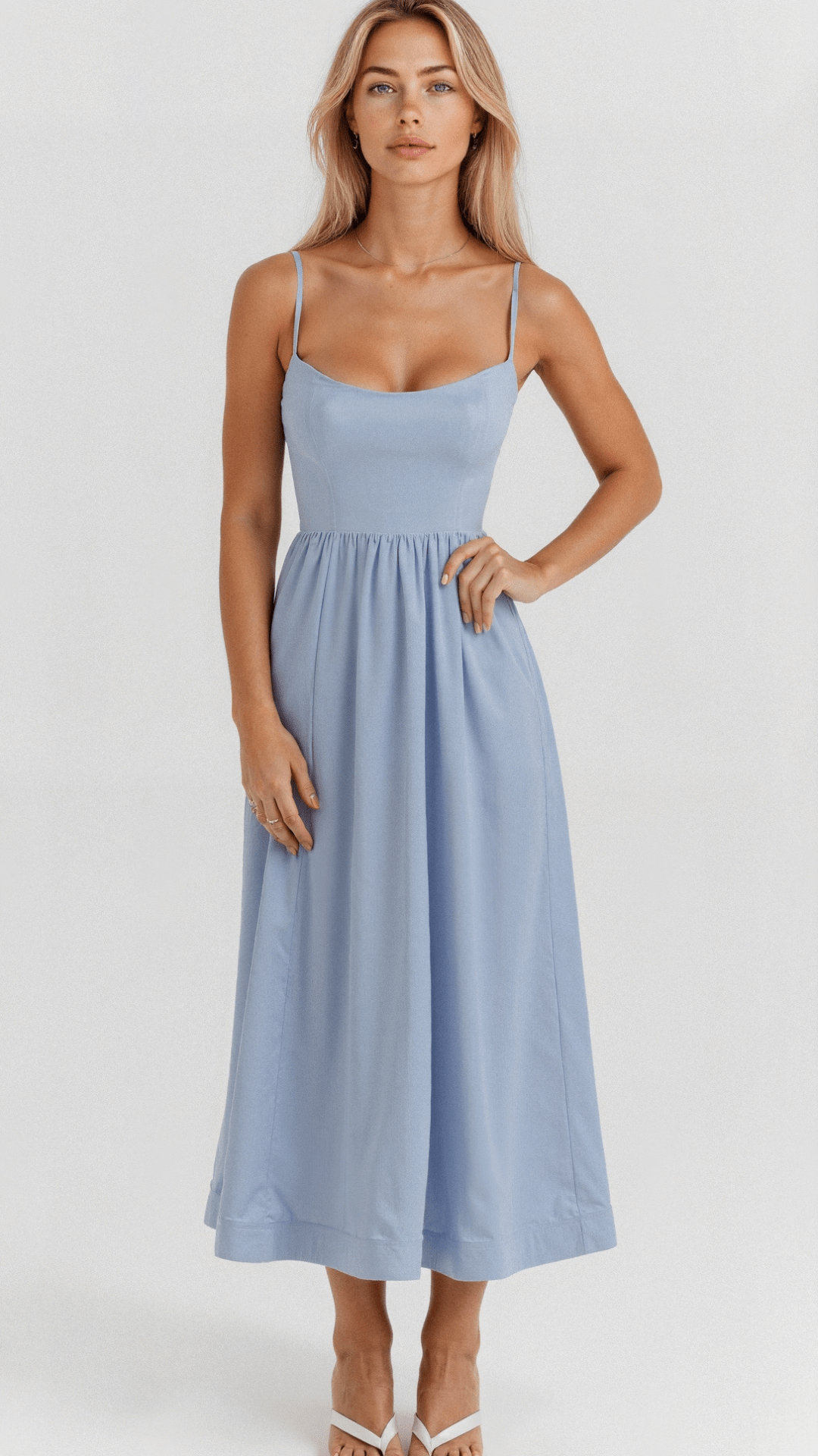 Roze | Elegante mouwloze midikleed voor vrouwen