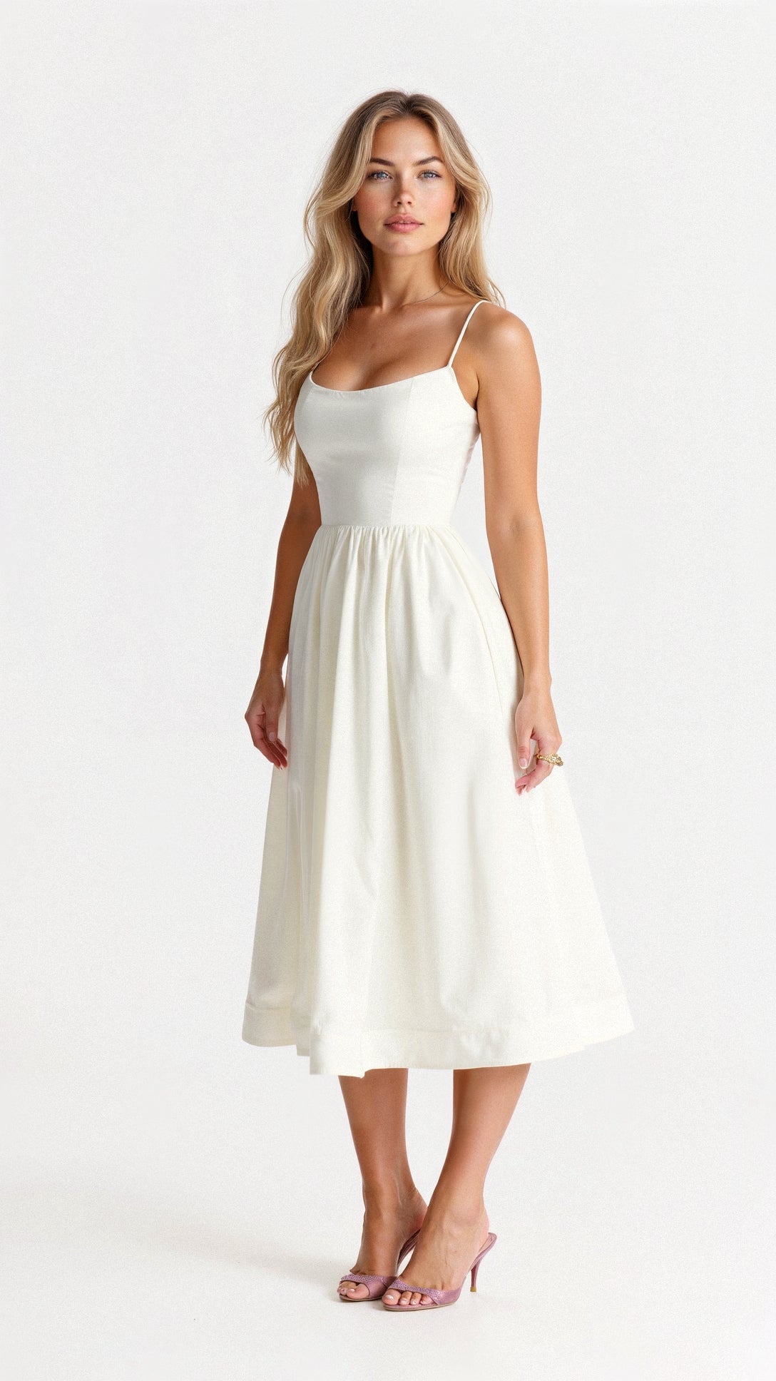 Roze | Elegante mouwloze midikleed voor vrouwen