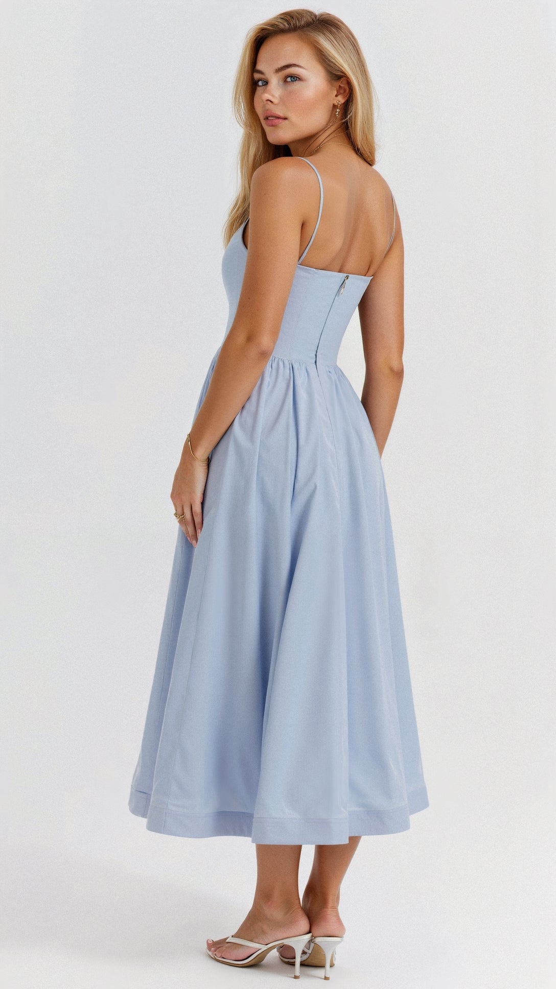 Roze | Elegante mouwloze midikleed voor vrouwen