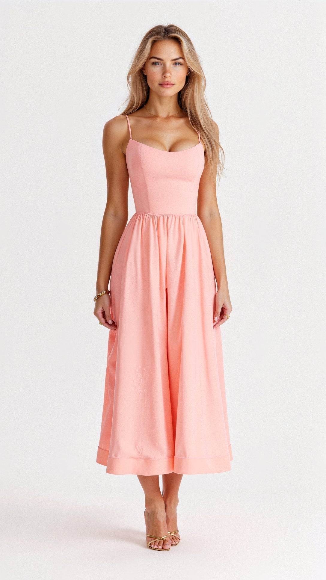Roze | Elegante mouwloze midikleed voor vrouwen