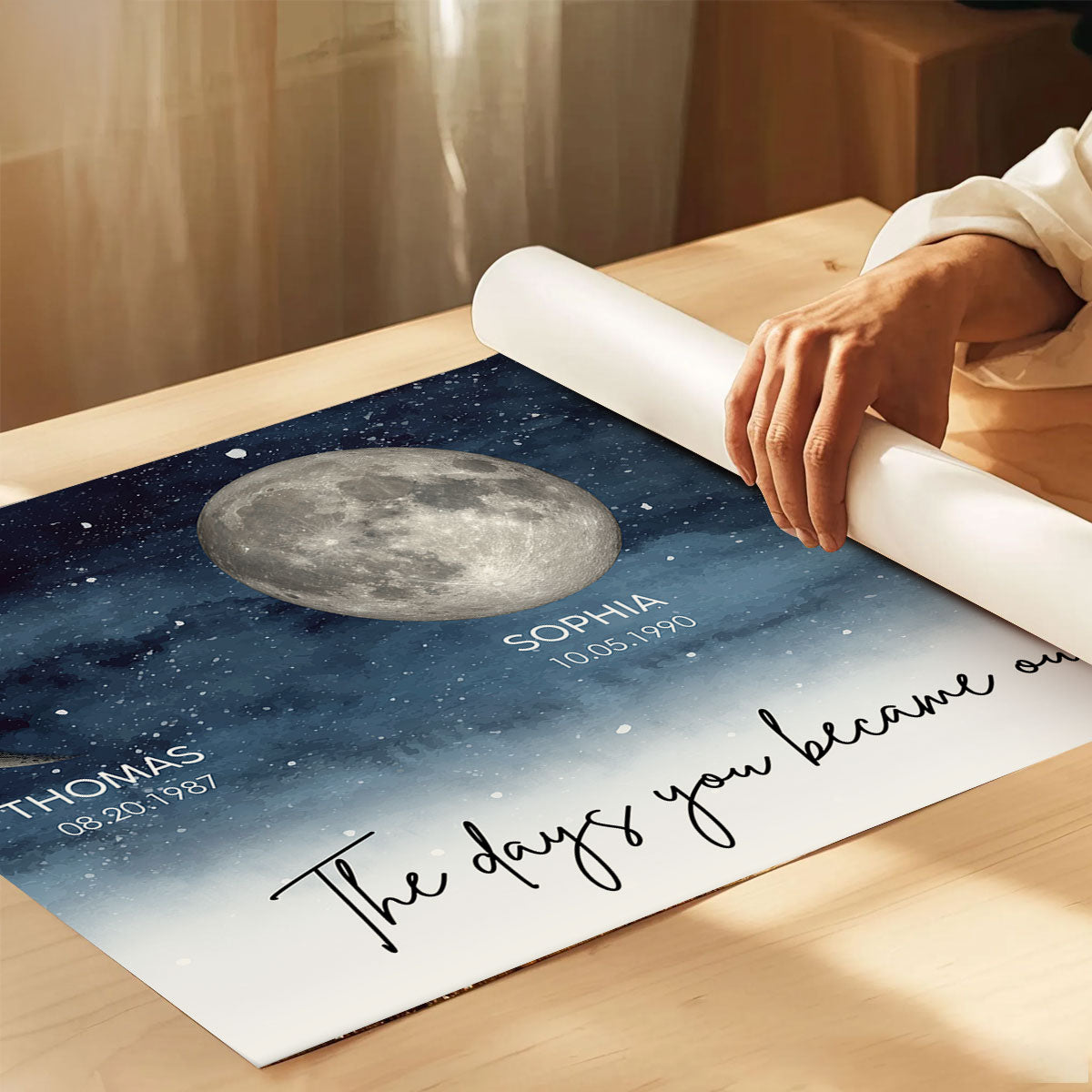 LuxeCelestial Maanfase Poster | Een hartverwarmend aandenken voor elke speciale dag van mama