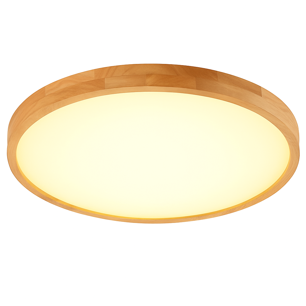 Zeer dunne LED-houten plafondlamp in ronde vorm