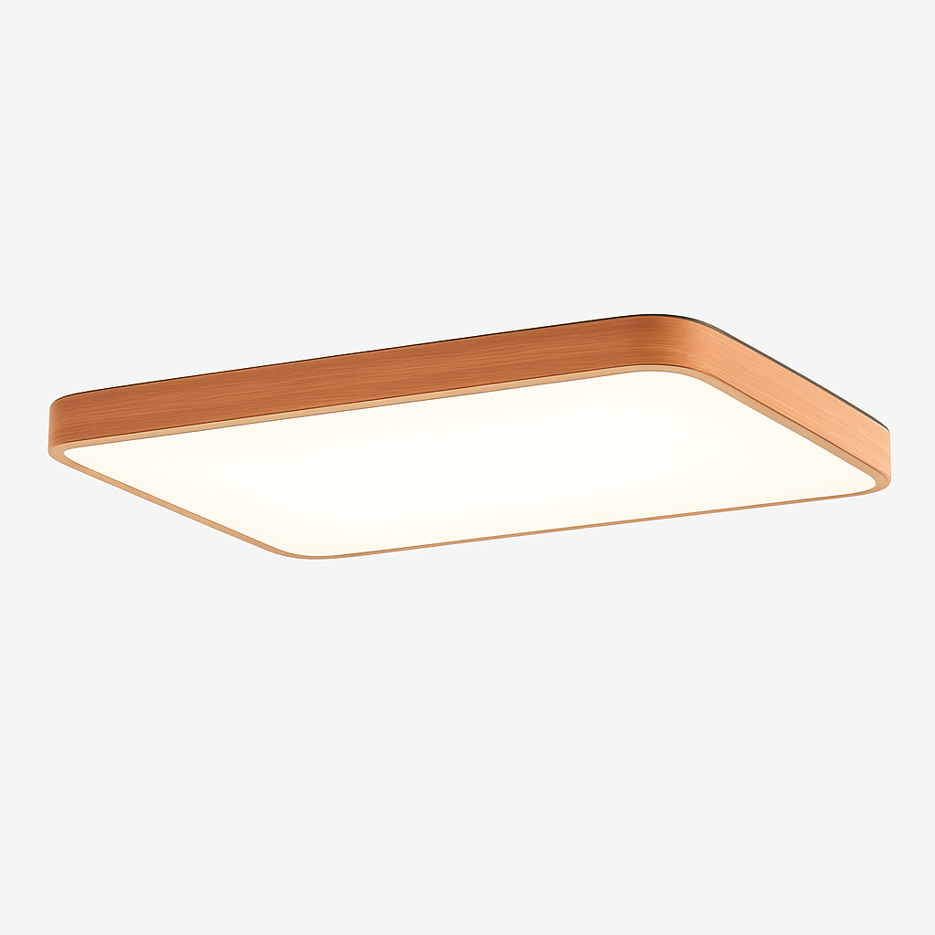 Rechthoekige LED-plafondlamp met afgeronde hoeken van hout