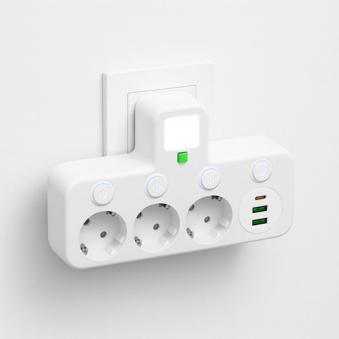 Stekkerdoos met 3 stopcontacten | Meerdere stekkerdoos met USB & schakelaar | PowerGrid