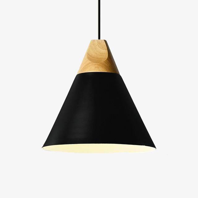 Hanglamp van hout en aluminium in kegelvorm