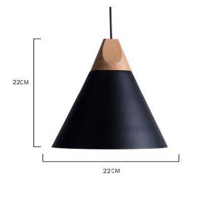 Hanglamp van hout en aluminium in kegelvorm