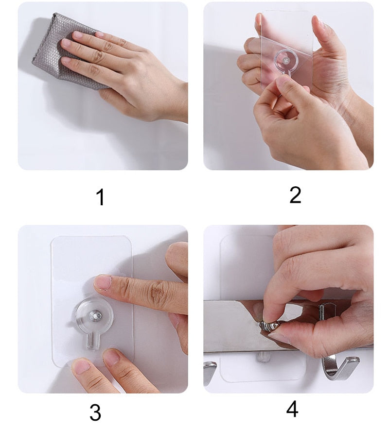 10 Stuks Zware Punch-Free Transparante Kleefhaken