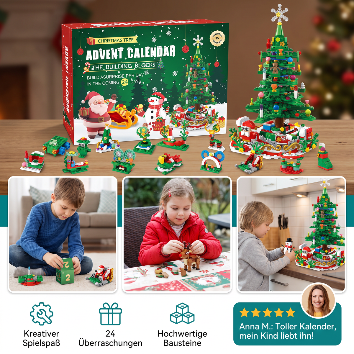 Kerstboom Bouwstenen Adventskalender – 24 Dagen Vol Bouwplezier