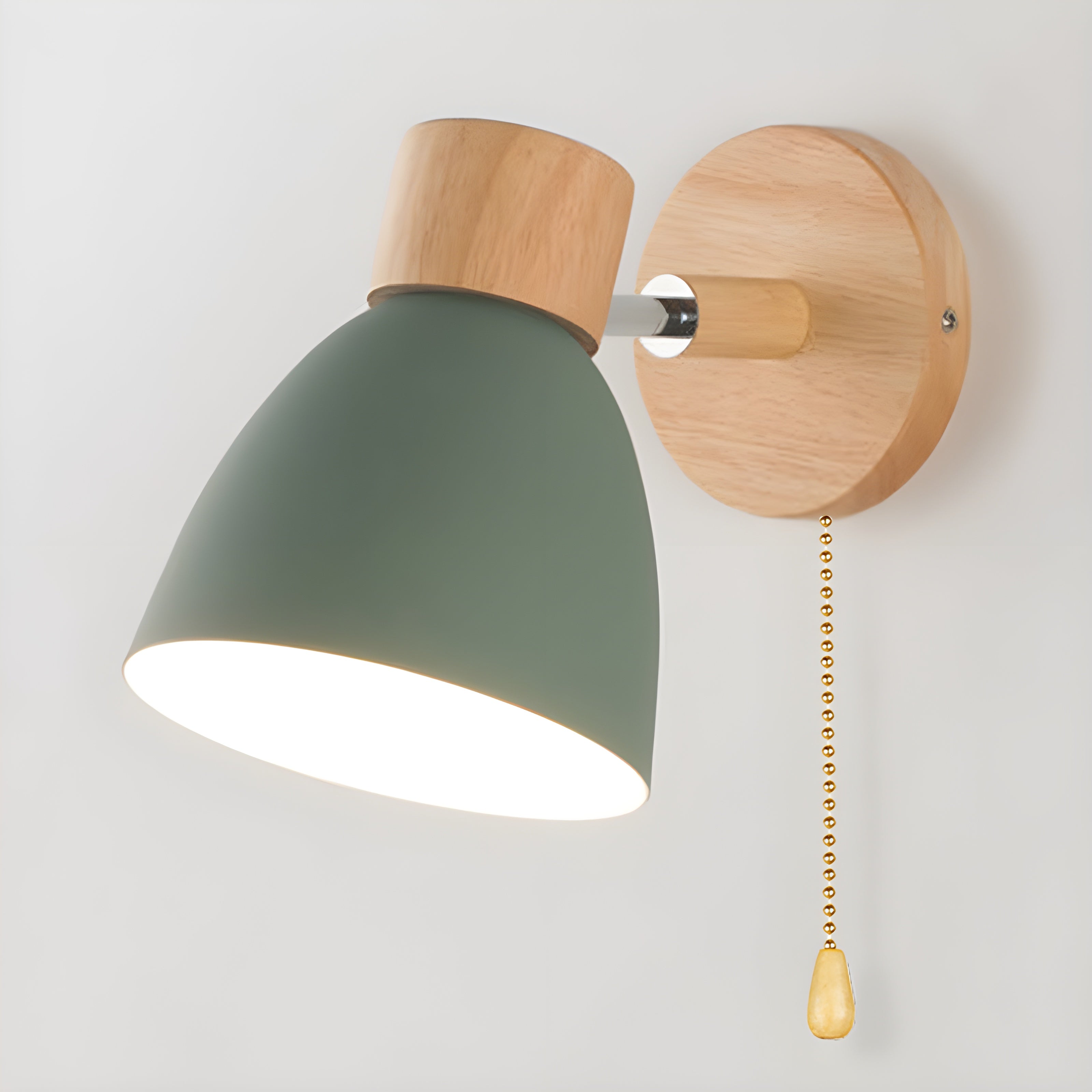 Houten Noorse Wandlamp met Schakelaar voor de Slaapkamer