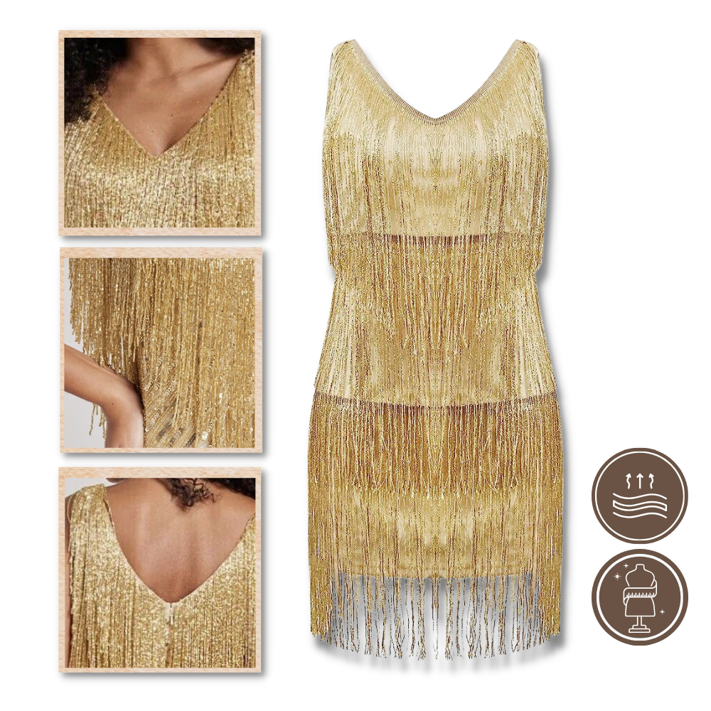 Pailletten V-Hals Slip Dress