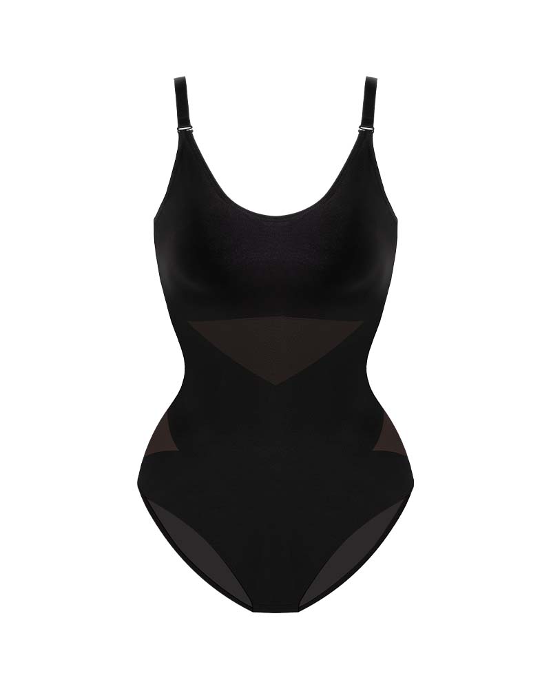 LuxeForm Criss-Cross Mesh Bodysuit | Sculpturend ontwerp voor een perfecte silhouet